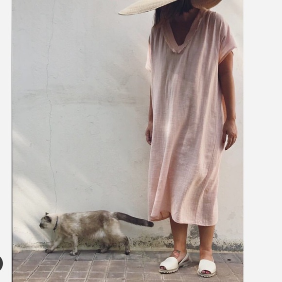 Litttle Tienda Sheer Pink Midi Dress - Picture 1 of 4